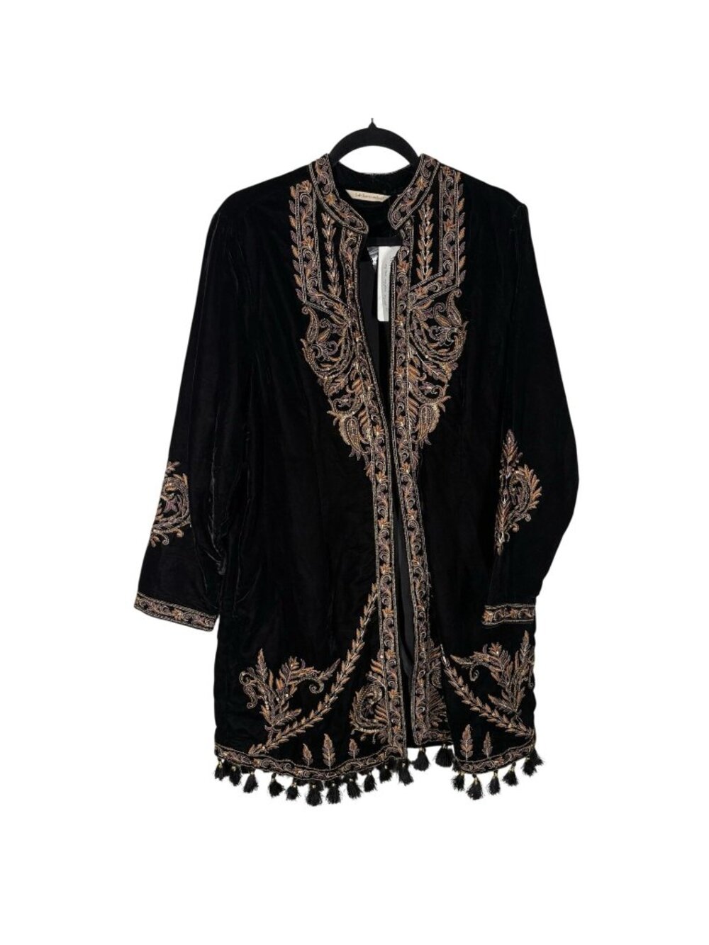 Soft Surroundings Sz L Black Gold Beaded Embroidered Velvet Belcastel Jacket NWT - Picture 3 of 14
